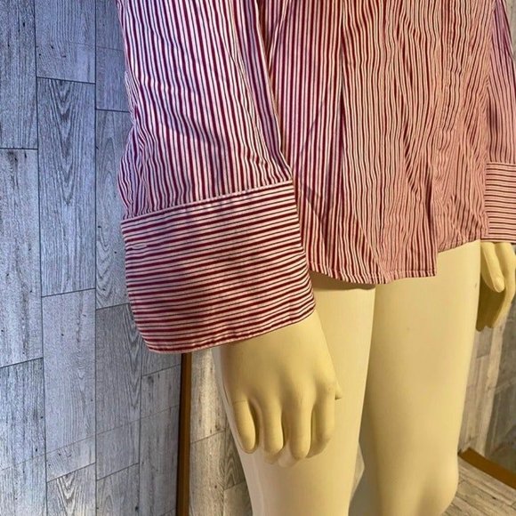 Talbots Red and White striped button down women's blouse Size 12 - Picture 4 of 11